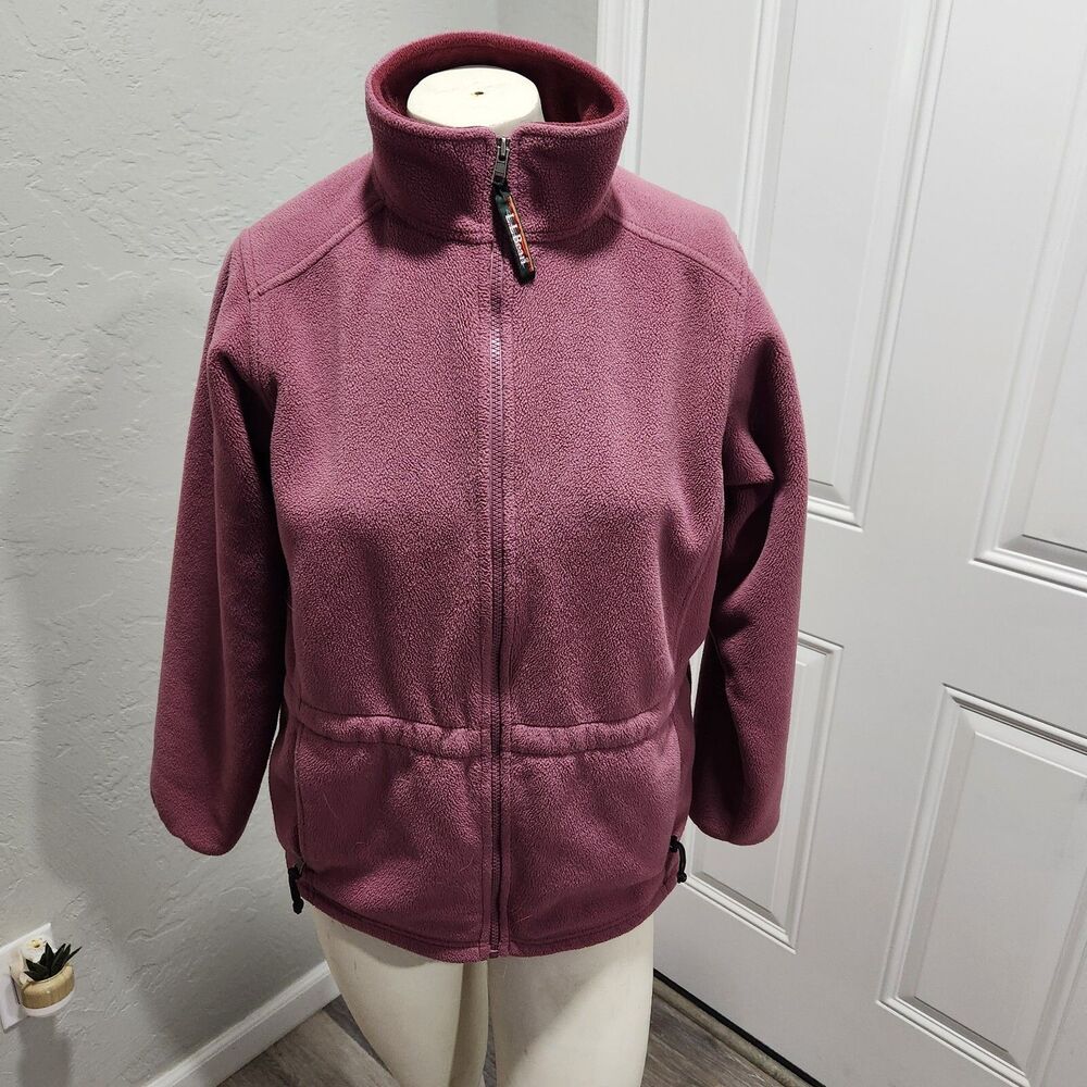 L.L. Bean Fleece Full Zip Up Anorak Jacket Mauve Womens SZ Small Winter Gorpcore